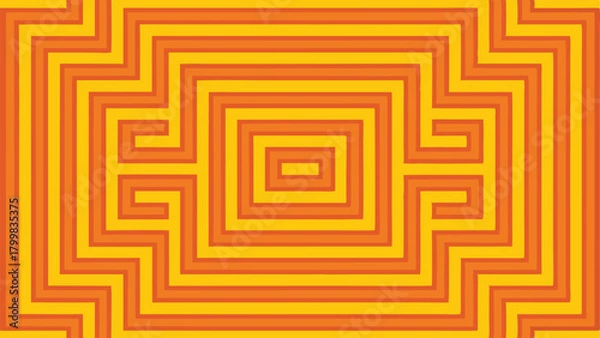 Fototapeta Yellow and Orange Geometric Maze Pattern abstract background