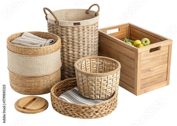 Fototapeta storage baskets isolated on perfect background 2