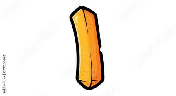 Obraz Cartoonish wooden plank with a black outline and a yellow and orange color scheme.