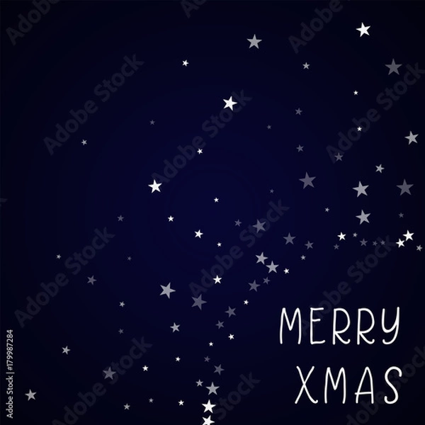 Fototapeta Merry Xmas greeting card. Random falling stars background. Random falling stars on deep blue background. Amazing vector illustration.