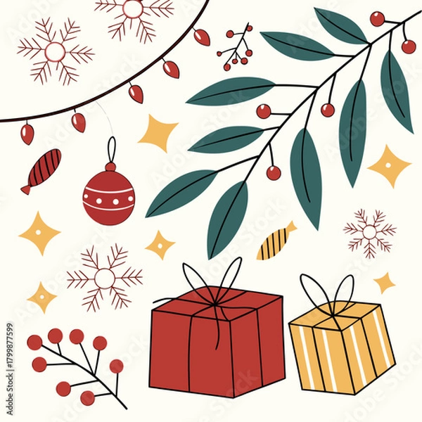 Obraz Christmas Holiday Vector Background Illustration