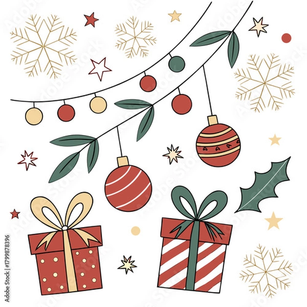 Obraz Christmas Holiday Vector Background Illustration