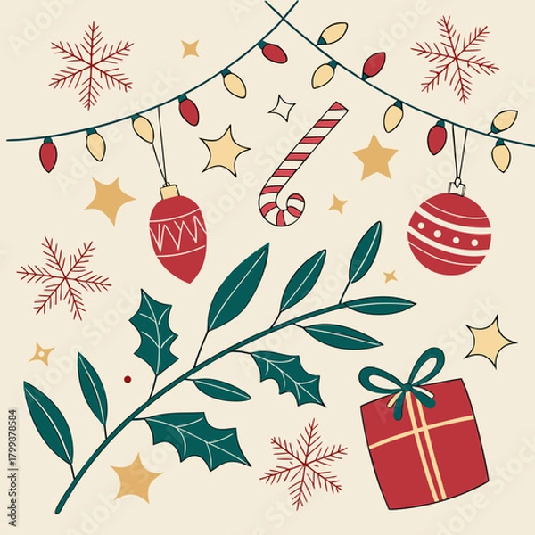 Obraz Christmas Holiday Vector Background Illustration