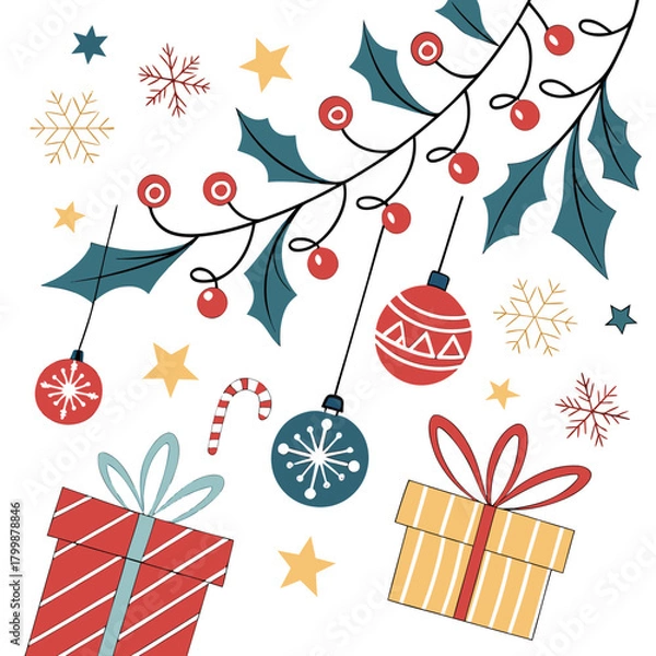 Obraz Christmas Holiday Vector Background Illustration