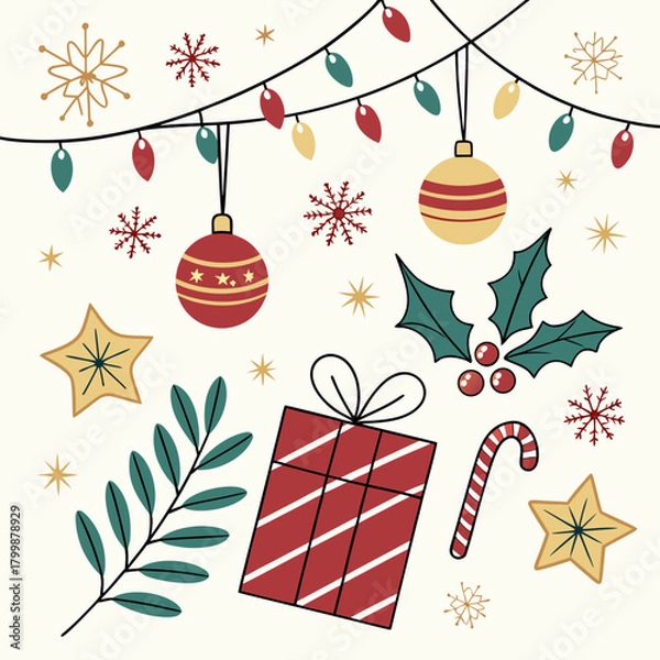Obraz Christmas Holiday Vector Background Illustration