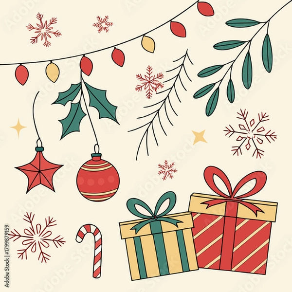 Obraz Christmas Holiday Vector Background Illustration