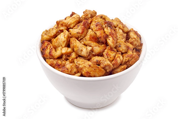 Obraz Deliciously crunchy chicken morsels seasoned with spices under warm studio lighting for social sharing