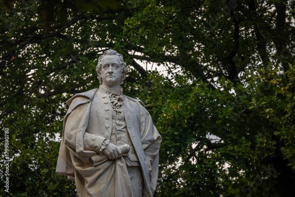 Fototapeta Marble Statue of Johann Wolfgang von Goethe, German Poet, Playwright, Statesman, Scientist, and Philosopher - Close-up with Copyspace