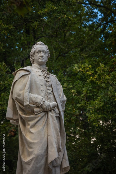 Fototapeta Marble Statue of Johann Wolfgang von Goethe, German Poet, Playwright, Statesman, Scientist, and Philosopher - Close-up with Copyspace