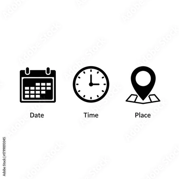 Obraz date time place event planning schedule icons