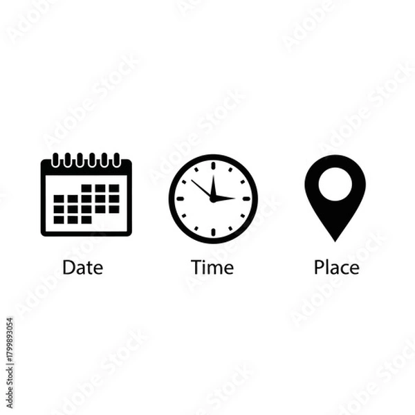 Obraz date time place information schedule planning icons