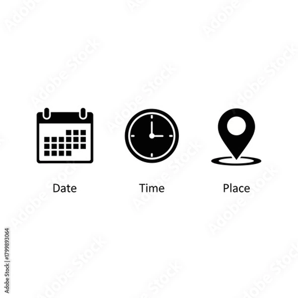 Obraz date time place icons event schedule location information