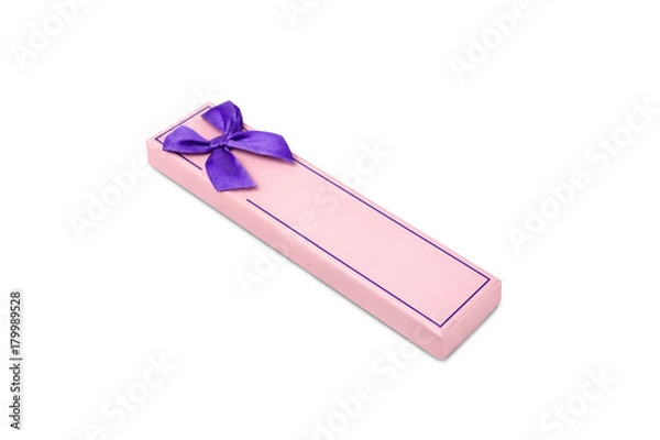 Fototapeta lid of gift box with tape isolated on white background