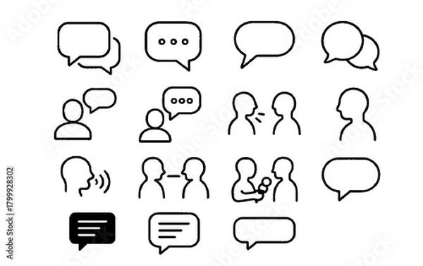 Fototapeta Communication Line Icons Set – Chat, Dialogue, Speech Bubble Illustrations