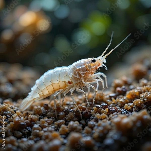 Obraz White Shrimp Exploration in Nature’s Depths - Close-Up Photography