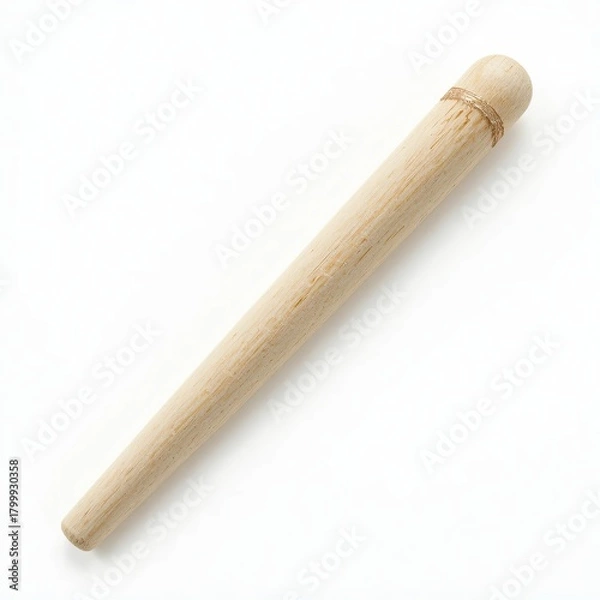 Obraz Wooden Rolling Pin, Kitchen, Photography, Minimalistic, Isolated on White, Close-Up, Culinary Tool