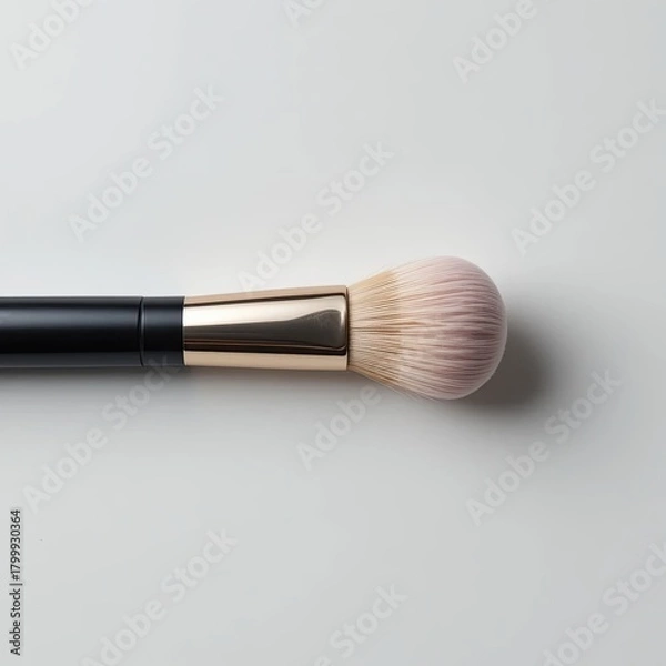 Obraz Makeup Application Brush Close-Up, Beauty Product, Isolated Background, Photography, Minimalist Style, Top-Down View, Cosmetics Techniques
