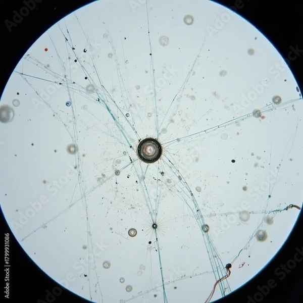 Obraz Microscopic View of Organic Particles, Science Experiment, Laboratory, Photo, Dark Background, Close-up, Scientific Research