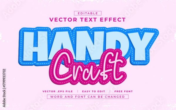 Fototapeta Hand Craft editable text effect style