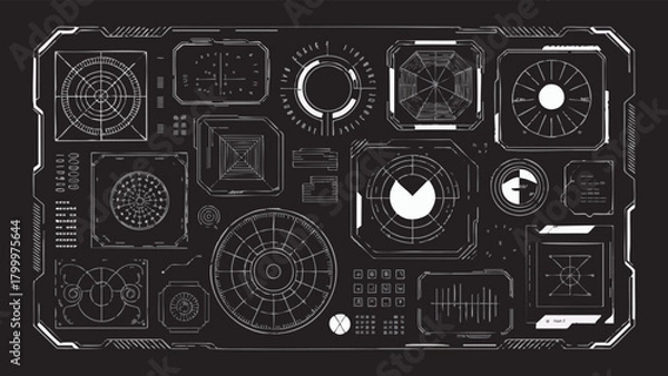 Fototapeta Advanced Futuristic HUD Display and Data Interface Vector