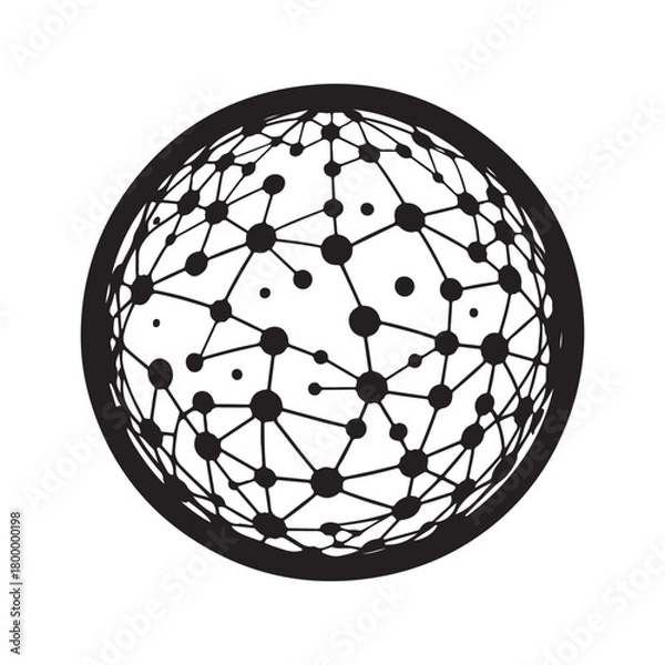 Obraz Globe with network vector silhouette outline logo design concept illustration