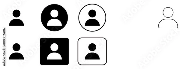 Fototapeta User profile avatars and person icons set, diverse black and white ui graphic elements.