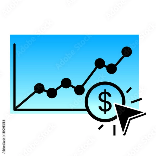 Fototapeta Sales growth currency performance icon art sign design vector