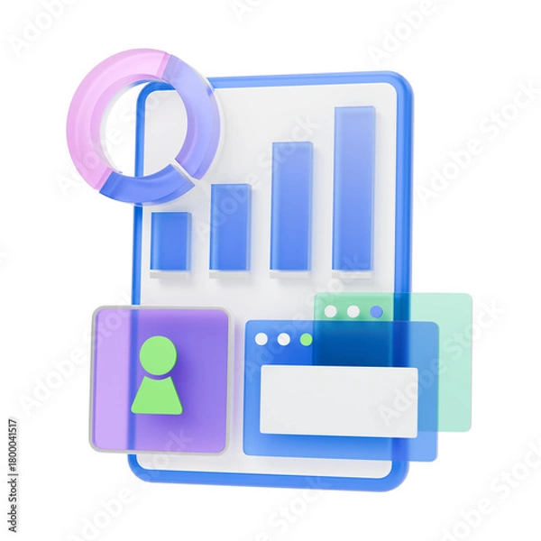 Obraz 3d illustration of business chart representing on mobile device.