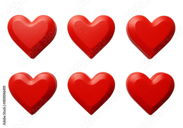 Fototapeta Six red heart shapes isolated on a transparent background