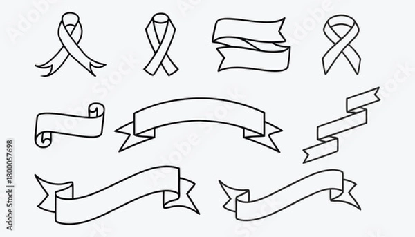 Obraz Minimal Ribbon Icon – Decorative Line Art Ribbon Vector