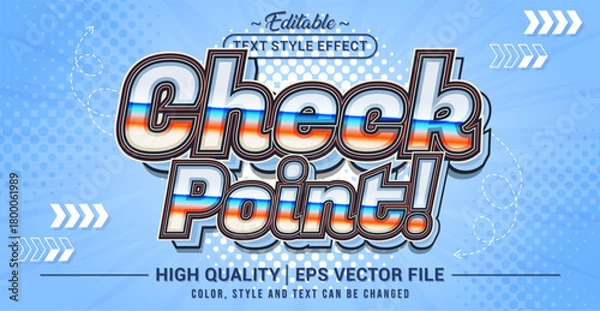 Obraz Editable text effect vector “Check Point” with a bold, modern, and dynamic style, perfect for gaming events, mission goals, checkpoints, and digital interfaces.