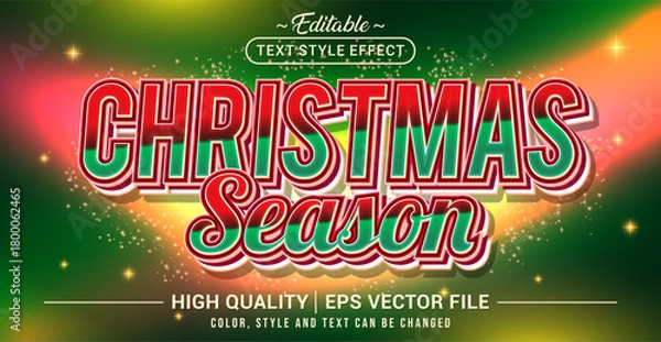 Obraz Editable text effect vector “Christmas Season” with a festive, joyful, and colorful style, perfect for holiday greetings, winter events, sales promotions, and celebration designs.
