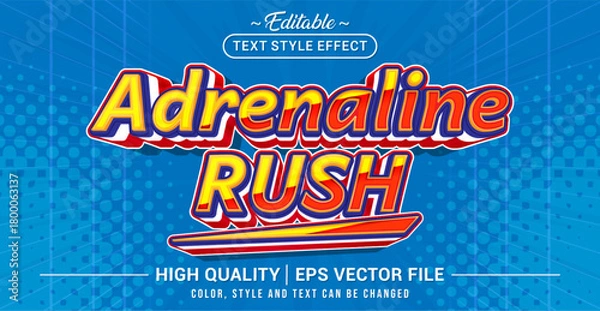 Obraz Editable text effect vector “Adrenaline Rush”, styled with bold energetic vibes to amplify speed, intensity, and excitement for action-packed visual themes.