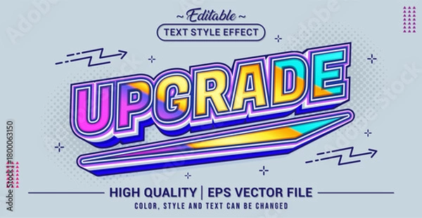 Obraz Editable text effect vector “Upgrade”, designed to express improvement, elevation, and modern progress with a clean, bold, and futuristic text style.