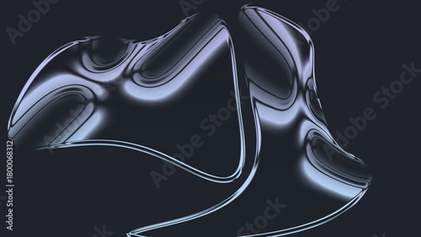 Obraz Abstract metallic liquid waves with chrome reflections on a sleek surface