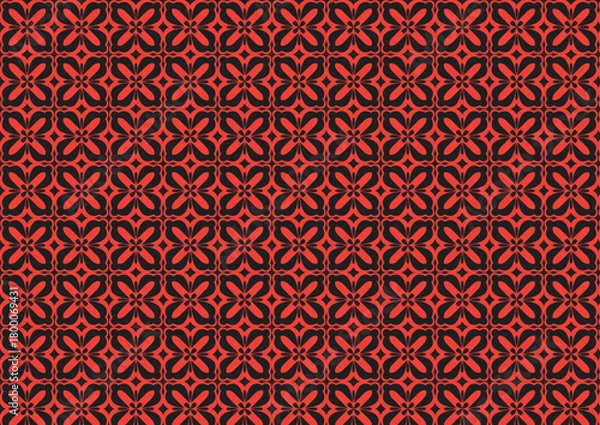 Obraz Floral Geometric Seamless Pattern on Black Background