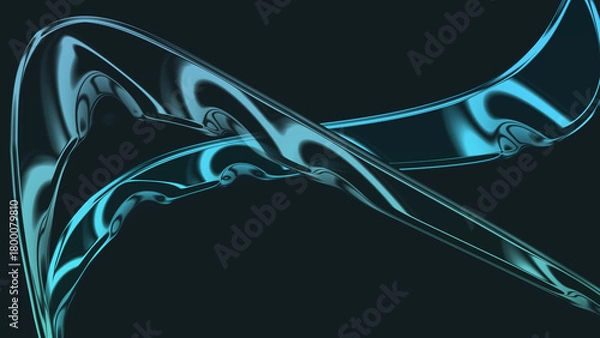 Obraz Dynamic abstract blue liquid metal flow, modern elegant digital art background