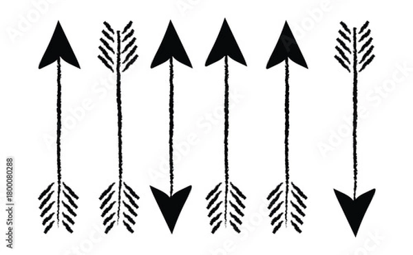 Fototapeta Hand drawn boho minimalist arrow icons for digital design projects