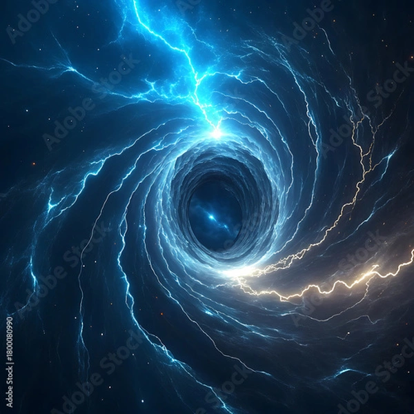 Fototapeta Abstract lightning vortex energy tunnel space background