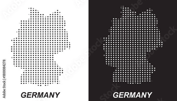 Fototapeta Germany Dotted Map, Halftone Style Modern Digital Outline of German Country Vector EPS