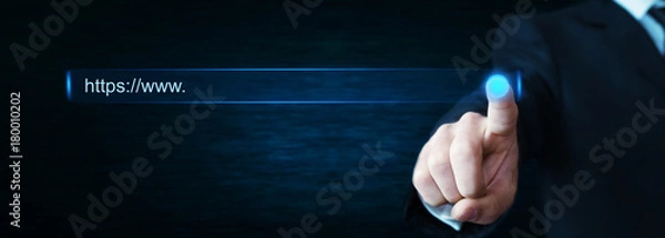Obraz Ręka mężczyzny dotykając adresu https.