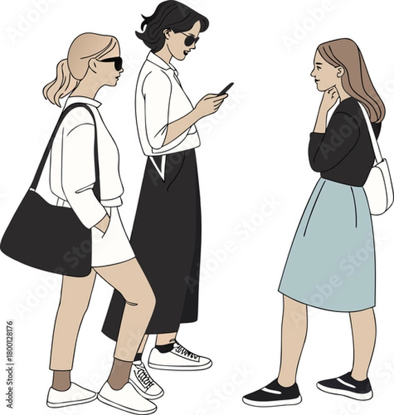 Obraz Modern female group digital artwork