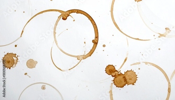 Obraz Coffee stains from a mug on a white background
