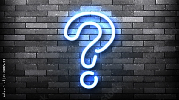 Obraz Vector neon sign of question mark for quiz and trivia isolated on wall background.