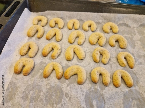 Obraz Vanillekipferl am Backblech