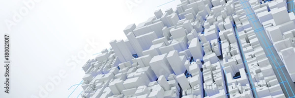 Fototapeta Techno mega city; urban and futuristic technology concepts, original 3d rendering