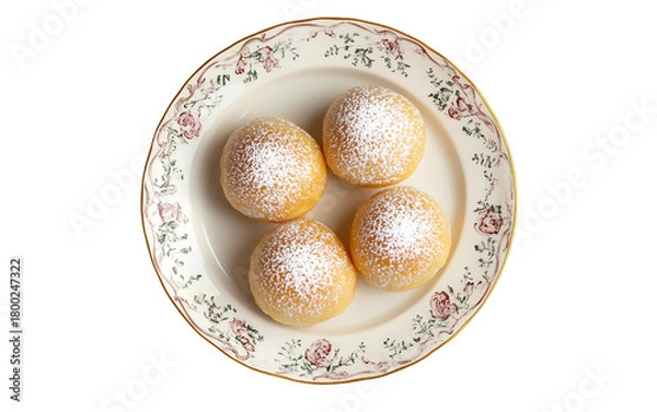 Fototapeta Homemade sufganiyot with rich jelly center and powdered sugar perfect for festive occasions isolated on transparent background PNG