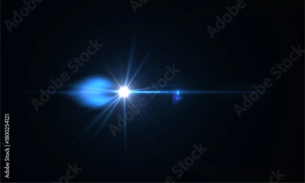 Fototapeta Download professional blue lens flare effect overlay for video editing and photography use
