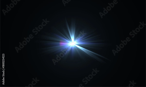 Fototapeta Lens flare light effect bright starburst sunburst illumination glow optical effect background