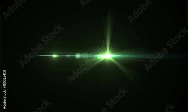 Fototapeta Green light flare effect background design for digital art and photography projects resource image